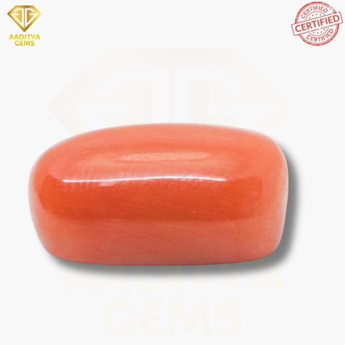 Natural Oval Red Coral Moonga - Moonga - Taiwan - 11.45 Carat - SKU - AGNORM1145C