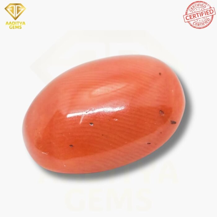 Natural Oval Red Coral Moonga - Moonga - Taiwan - 11.45 Carat - SKU - AGNORM1145C