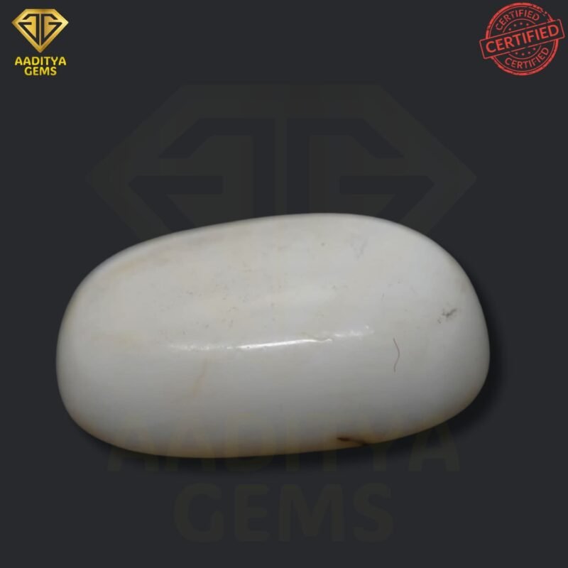 Natural Oval White Coral Moonga - Moonga -Taiwan - 7.95 Carat - SKU - AGNOWM795C