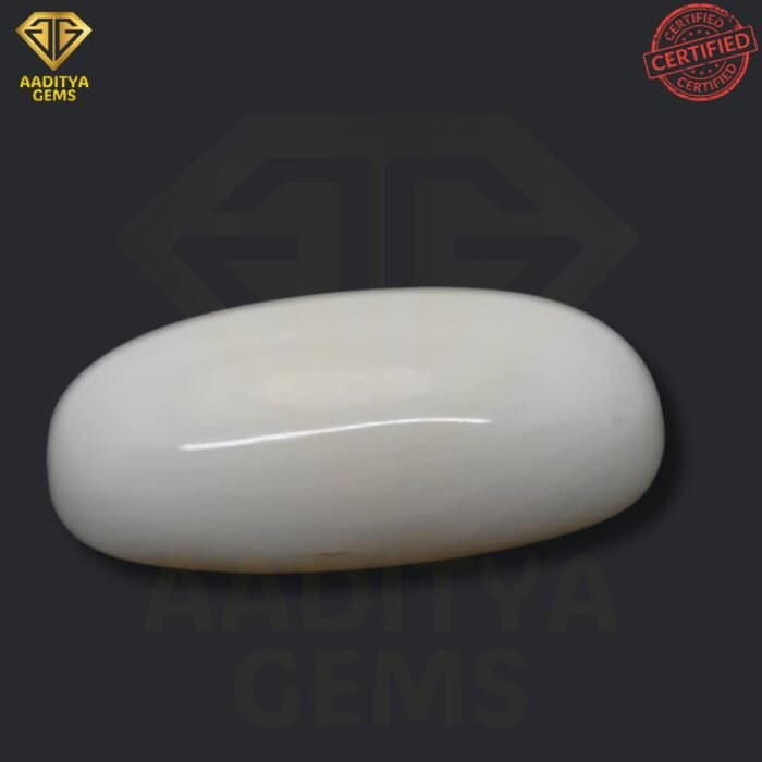 Natural Oval White Coral Moonga - Moonga -Taiwan - 8.90 Carat - SKU - AGNOWM890C