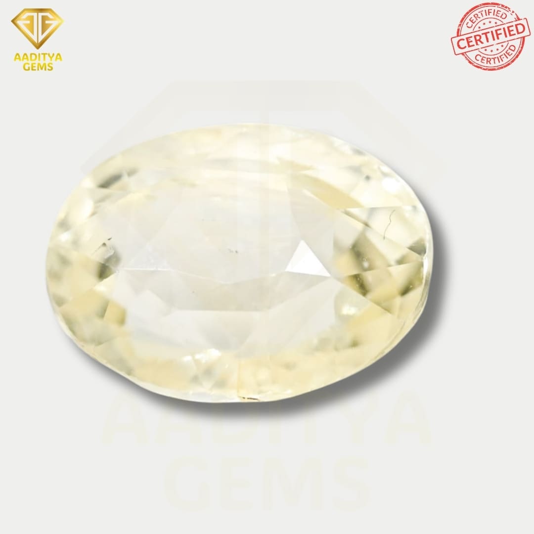 Natural Pitambari Yellow Sapphire Srilankan Pukhraj - 5.48 Carat - SKU - AGNPYS548C Natural Pitambari Yellow Sapphire Srilankan Pukhraj - 5.48 Carat - SKU - AGNPYS548C